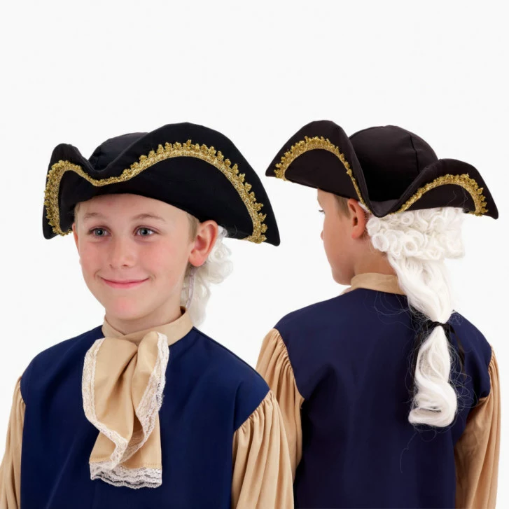 Colonial Hat With Wig Child 1 Colonial Hat With Wig Child