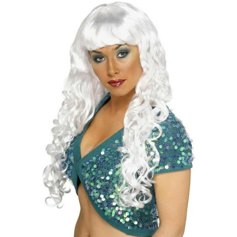 Long Curly White Siren Wig Adult 1 Long Curly White Siren Wig Adult