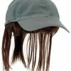 Adult Gray Baseball Cap With Brown Bangs