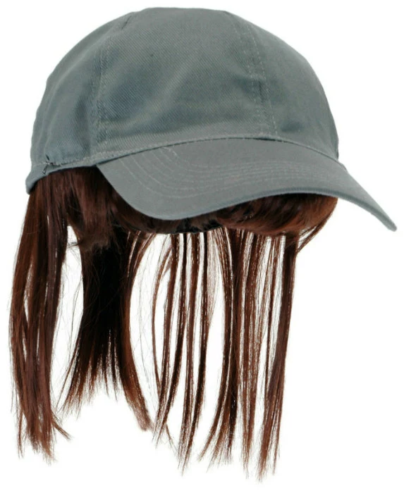 Adult Gray Baseball Cap With Brown Bangs 1 Adult Gray Baseball Cap With Brown Bangs