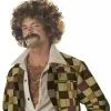 Disco Dirt Bag Wig & Moustache Adult