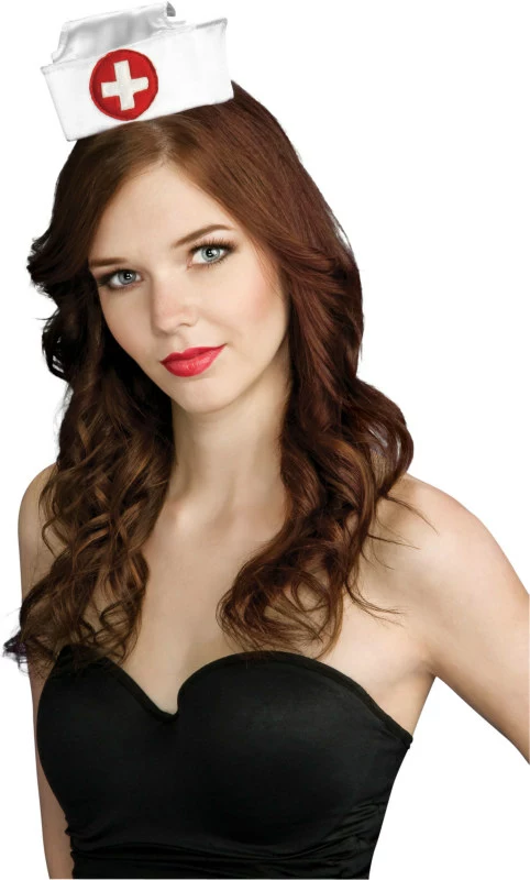 White Satin Mini Nurse Hat Adult 1 White Satin Mini Nurse Hat Adult