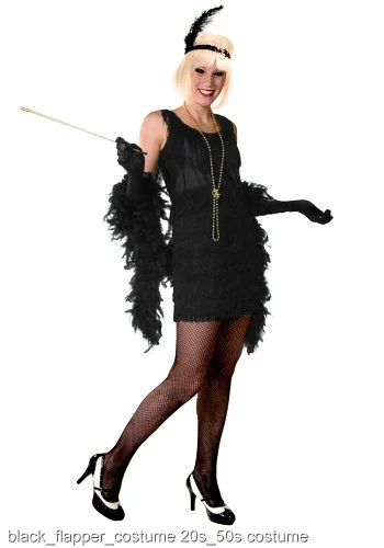 Black Fringe 1920's Flapper Costume 1 Black Fringe 1920's Flapper Costume