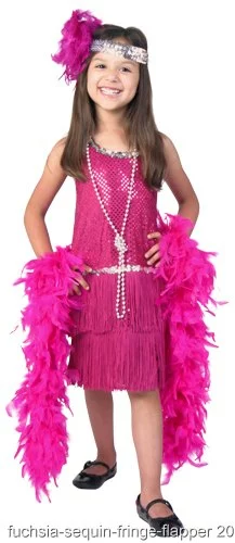 Child Fuchsia Sequin And Fringe Flapper Costume