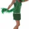 Sequin & Fringe Green Flapper Costume Plus