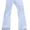 White Sequin Cuff Disco Pants